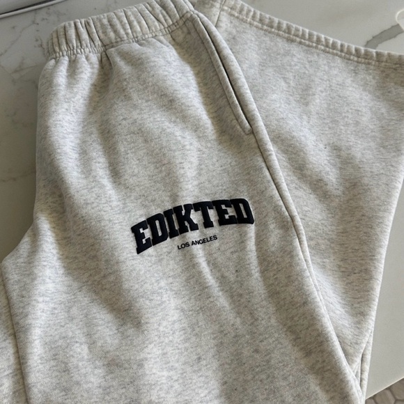 Edikted Los Angeles Sweatpants XS | Cream Wide Leg Lounge Pants NWT Resell - Picture 5 of 6